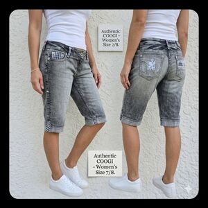 Vintage COOGI Women’s Embroidered Denim Bermuda Shorts - Size 7/8 - Gray